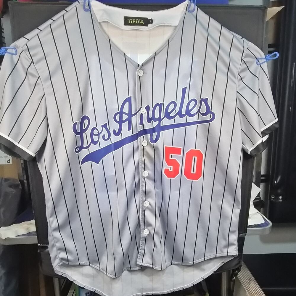 TIFIYA Los Angeles Dodgers Mookie Betts #50 Gray Pinstripe Baseball Jersey